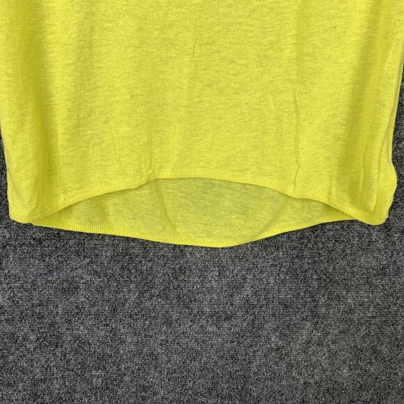 Cynthia Rowley Linen Blend Sweater Women M Yellow Light Weight Knit 3/4 Sleeve - Picture 3 of 9